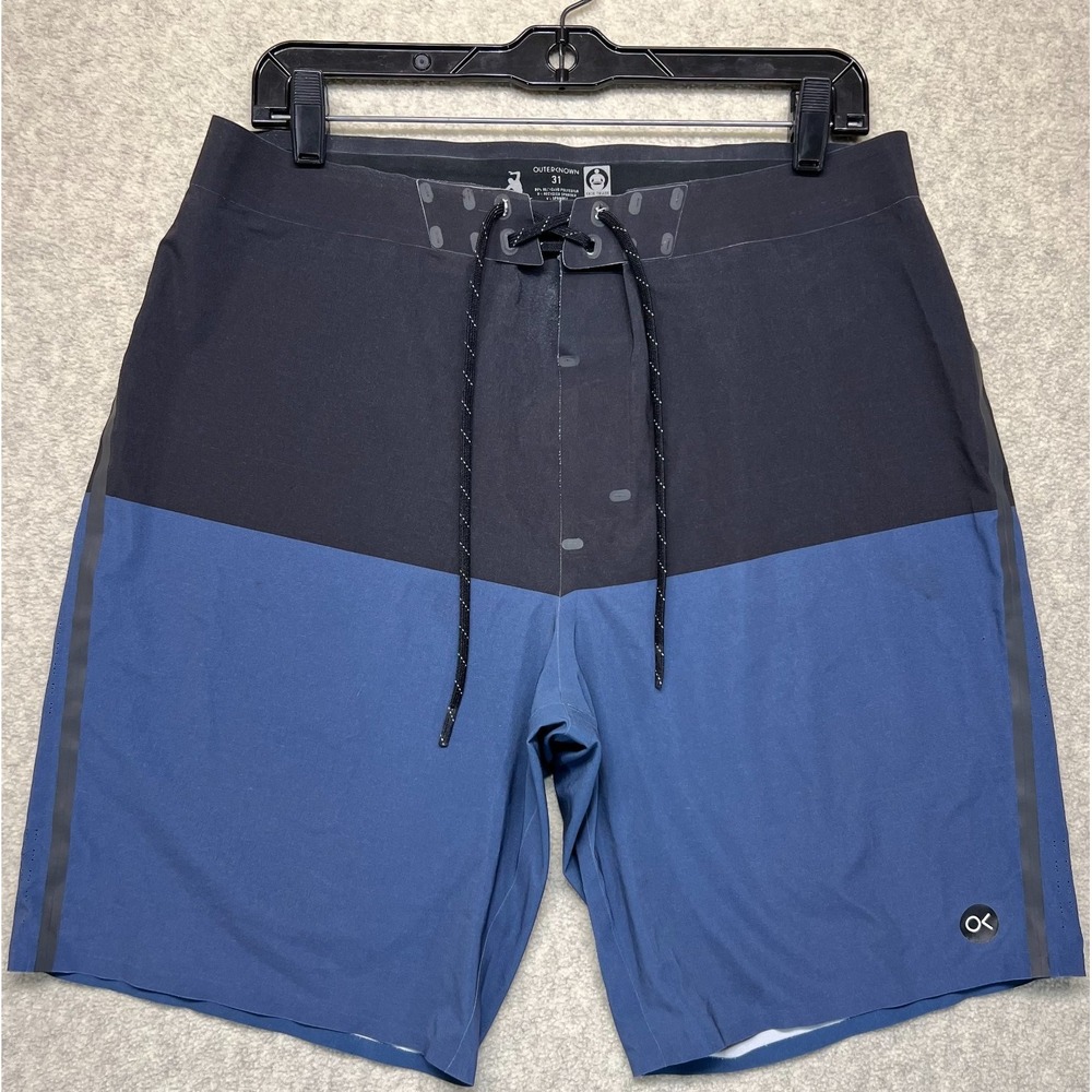 Outerknown Mens Apex Board 9" Shorts Black Blue Colorblock Surfing Swim 31